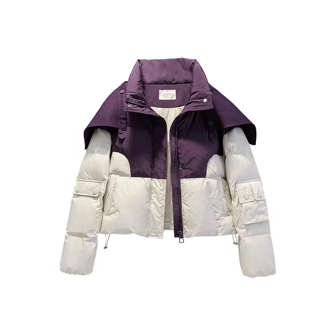 Cypress House Пуховик Женские Upper Фиолетовый Lower Бежевый