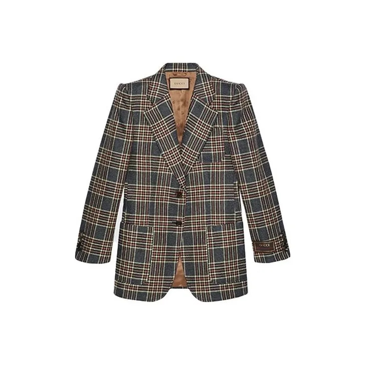 GUCCI Single Breasted Check Blazer