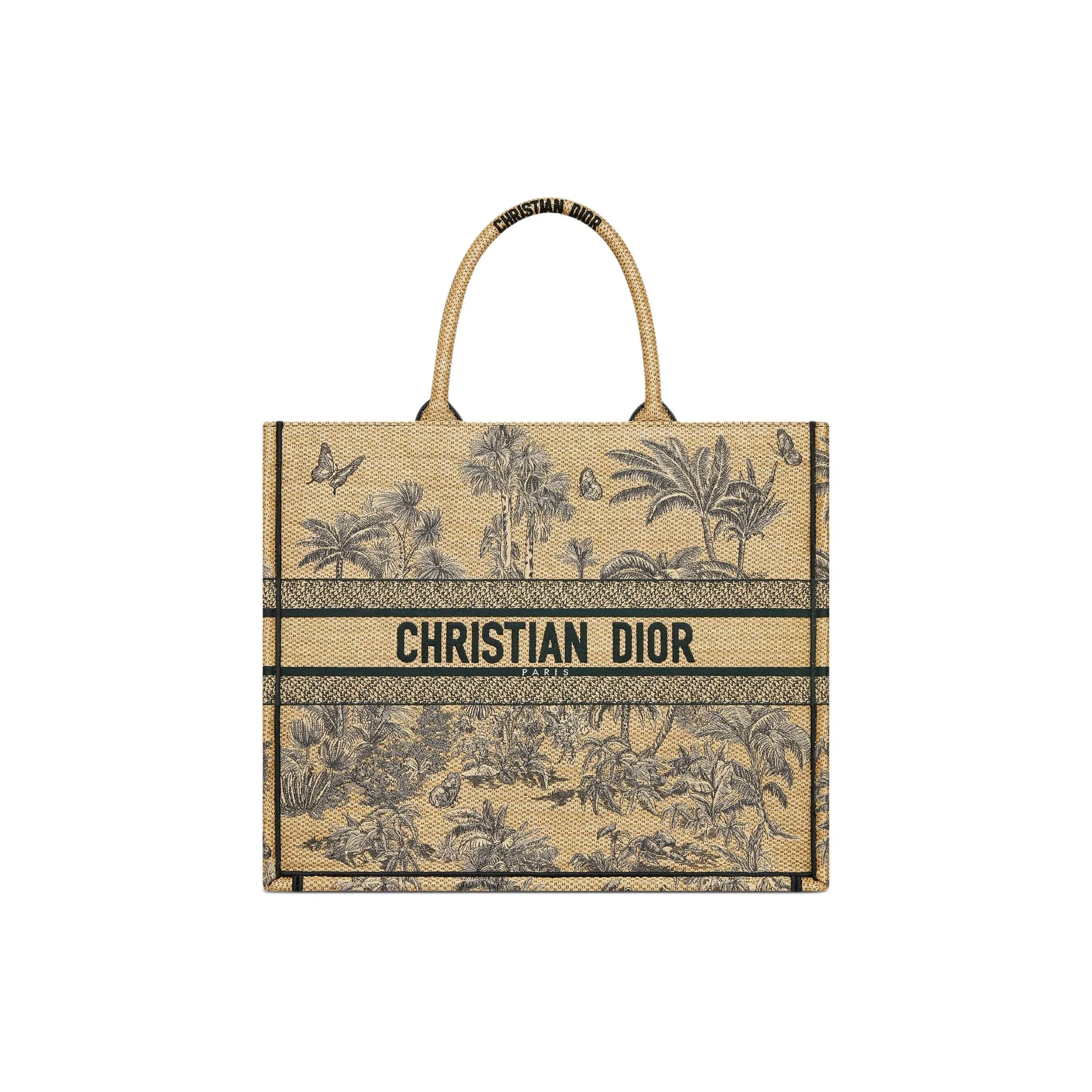 DIOR DiorivieraBookTote Cotton Tote Bag, Shopping Bag, Handbag Large Size Women's Beige