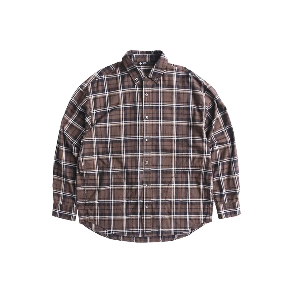 SHINIANFUGONG Рубашка Мужская Коричнево-Кофейная