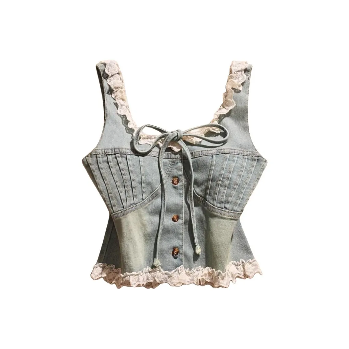 VKXOW Топ на бретелях Женский Джинсовый синий