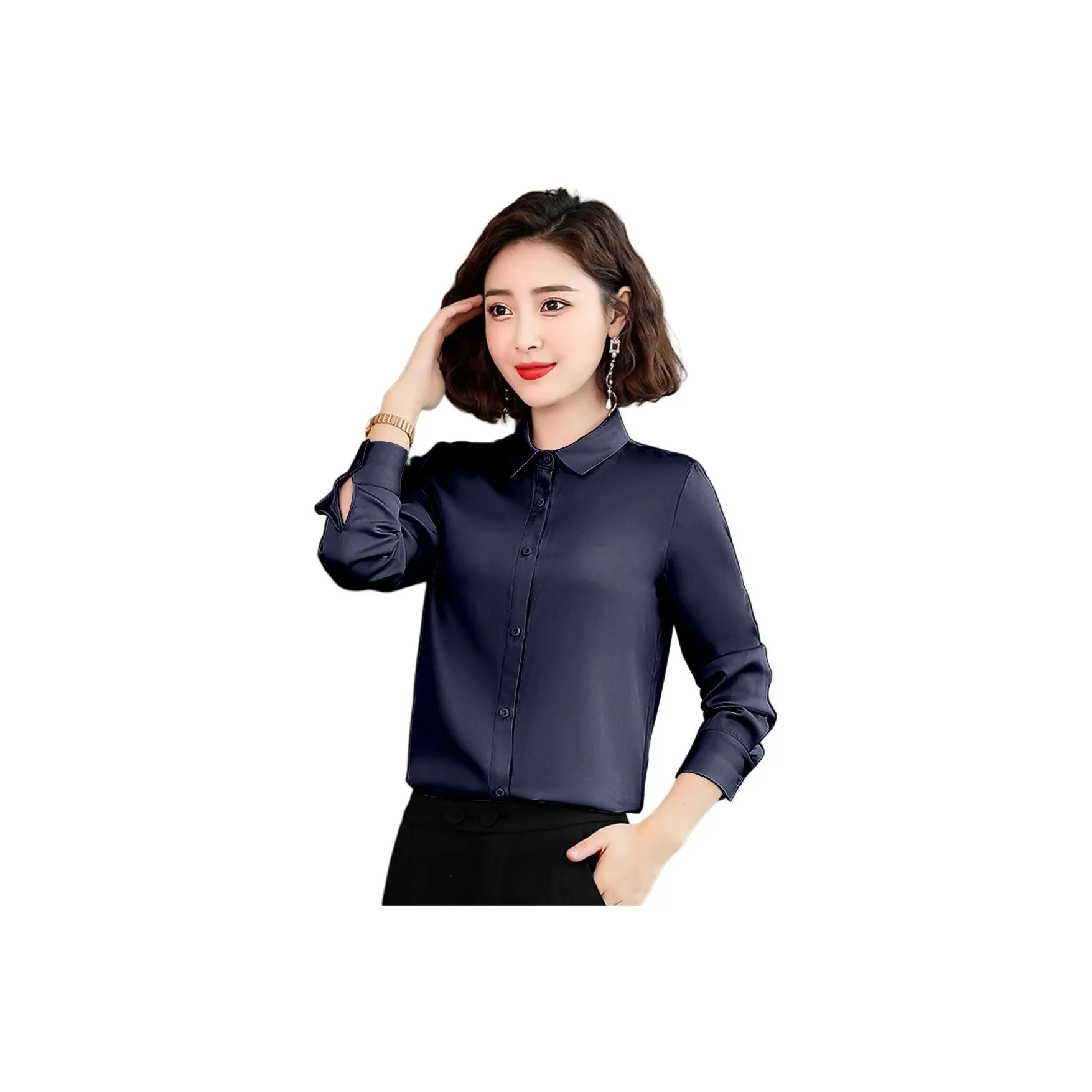 H YXIANG Весна Рубашка Slim Fit Женская