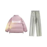 핑크+옐로우 머드 바지