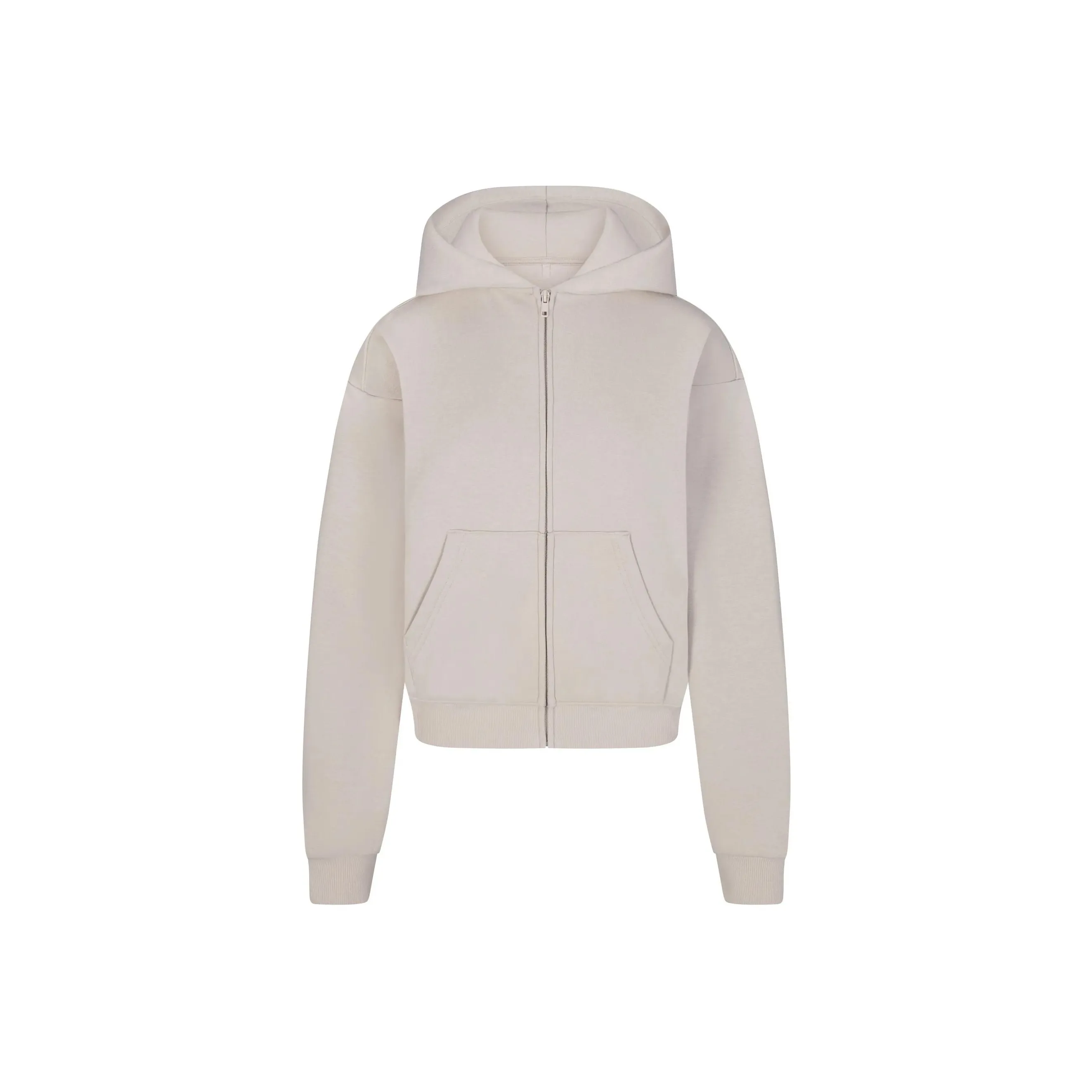 SKIMS Cotton Fleece Classic ZIP UP Hoodie Sweatshirt Women's Stone Stone Color