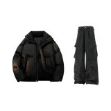 블랙 코트 + 블랙 바지
