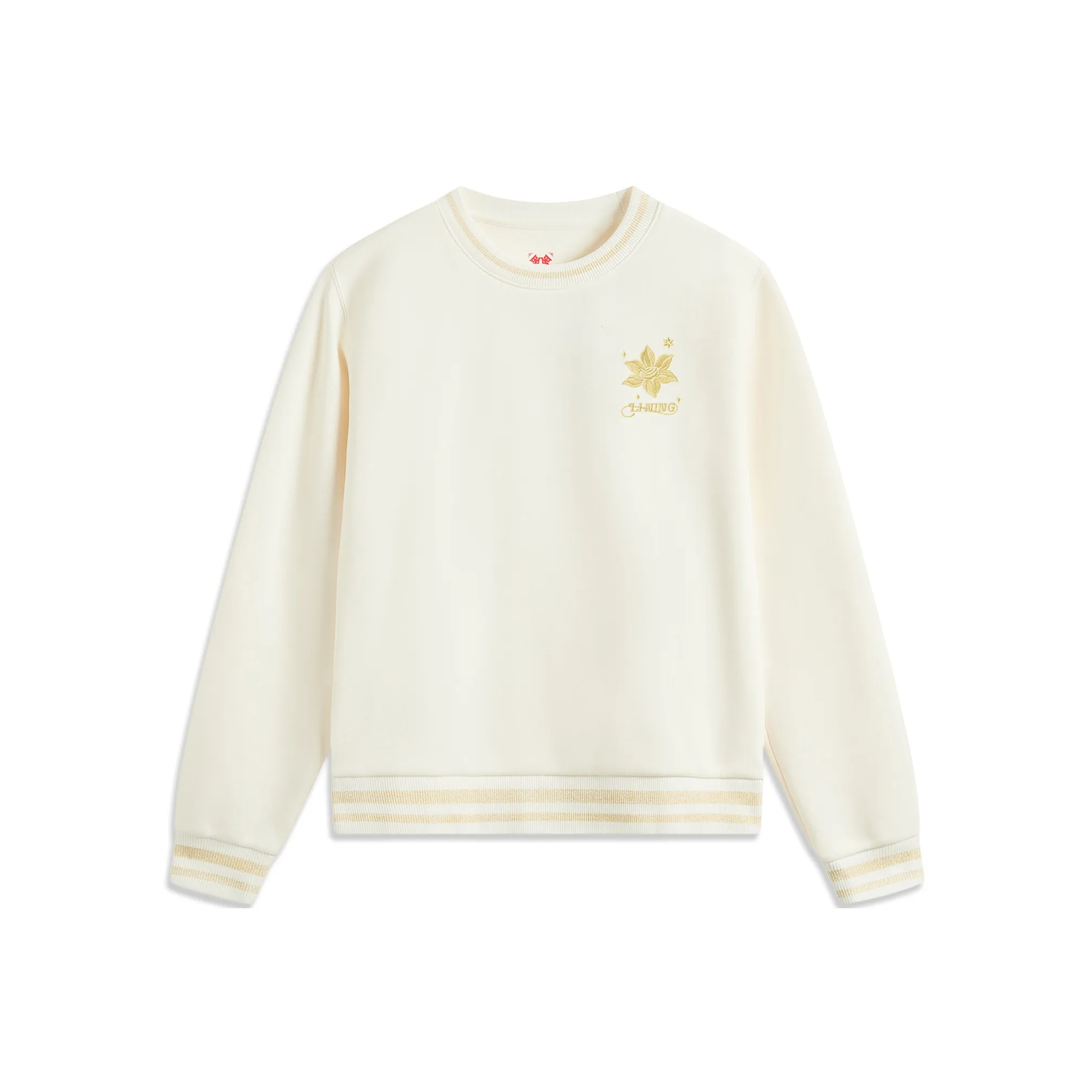 LINING Rijin Doujin Collection Толстовка Женские Экрю Левая сторона Бутонниеры Цветочный дизайн