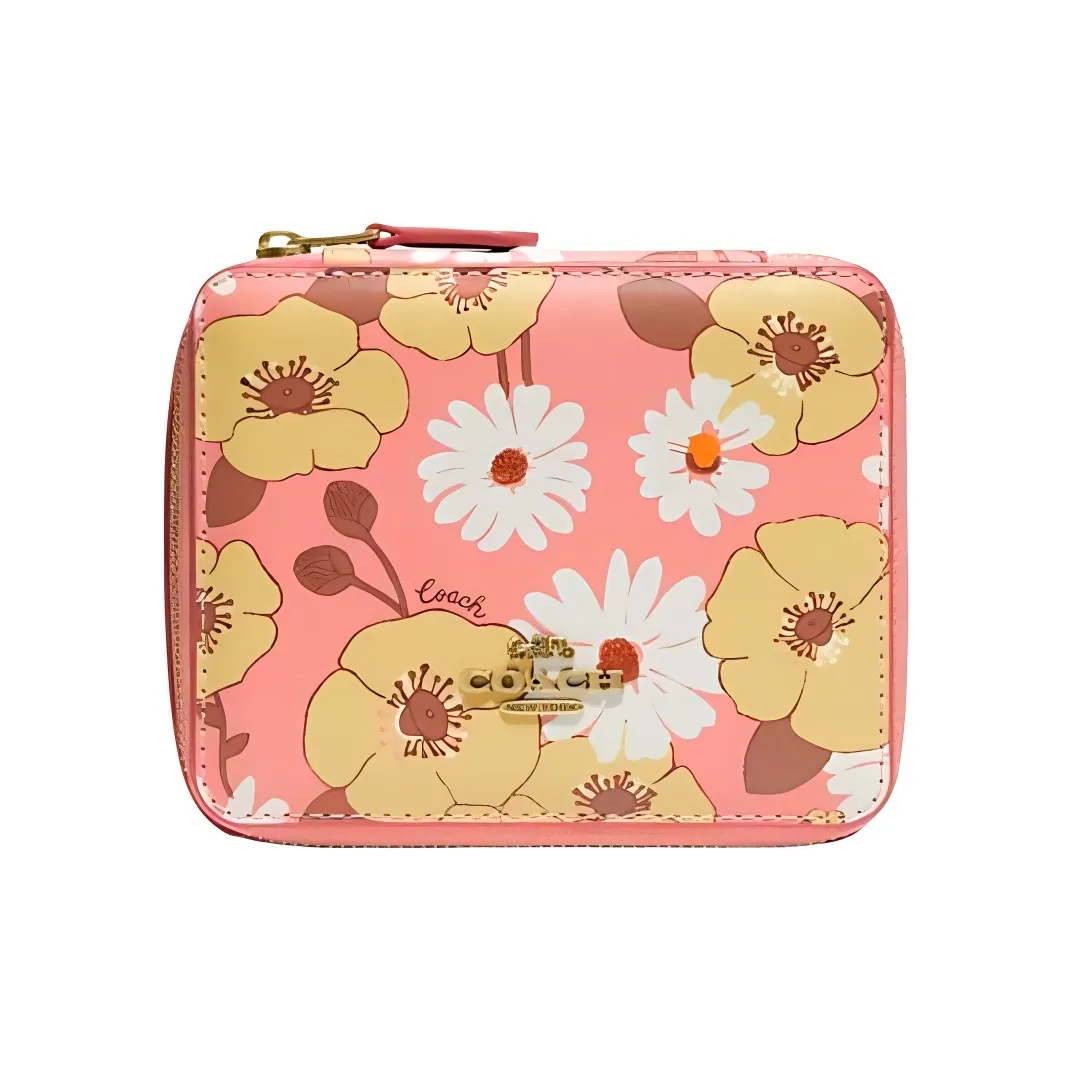 COACH Jewelry Bo Calfskin Jewelry Box Storage Bag Makeup Case Mini Women's Light Pink