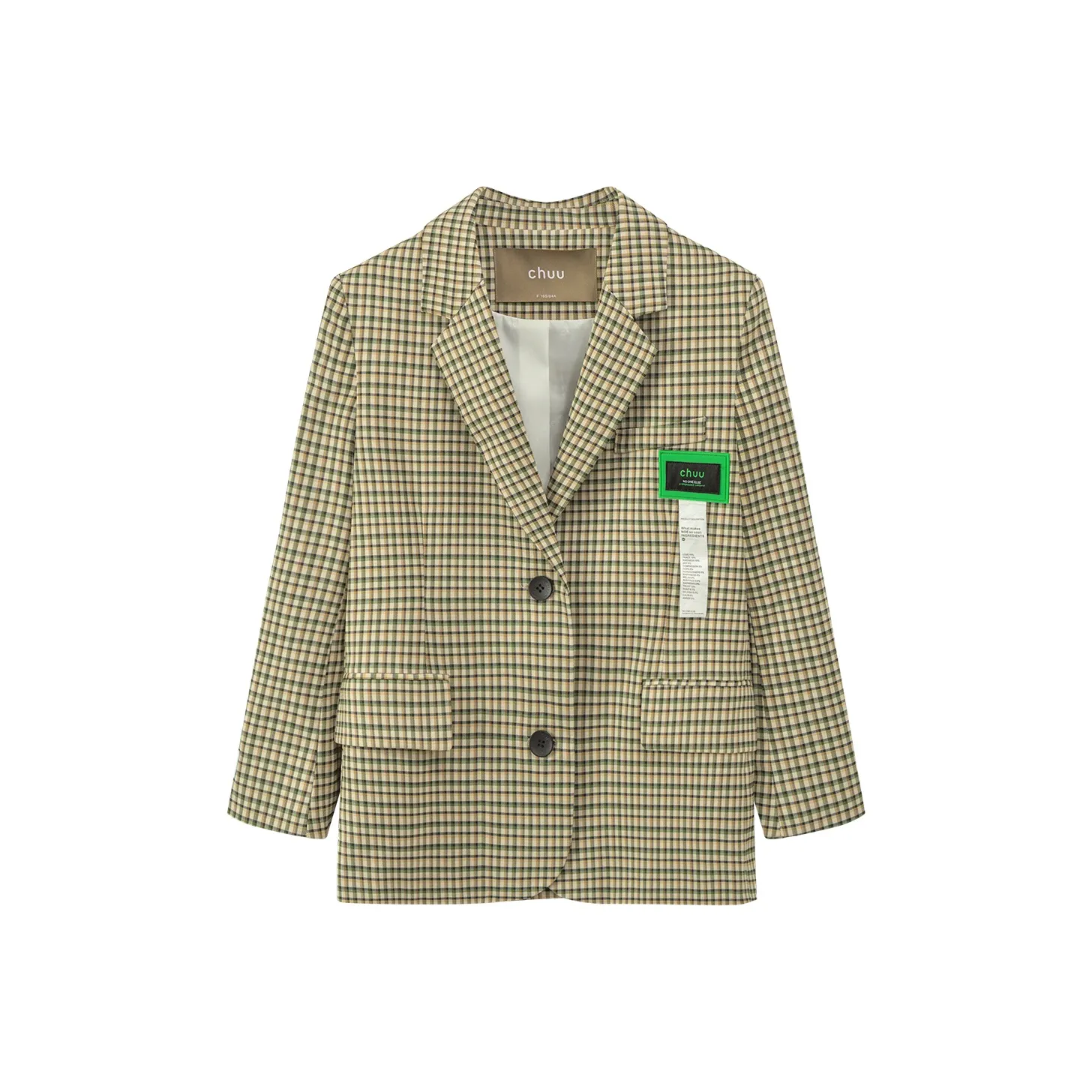 CHUU Зеленая клетка Женские офисные костюмы