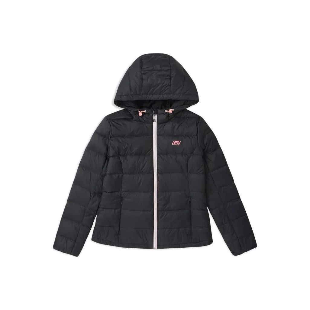 Skechers Outdoor Patchwork Lightweight Cotton Down Jacket Women's Charcoal Black