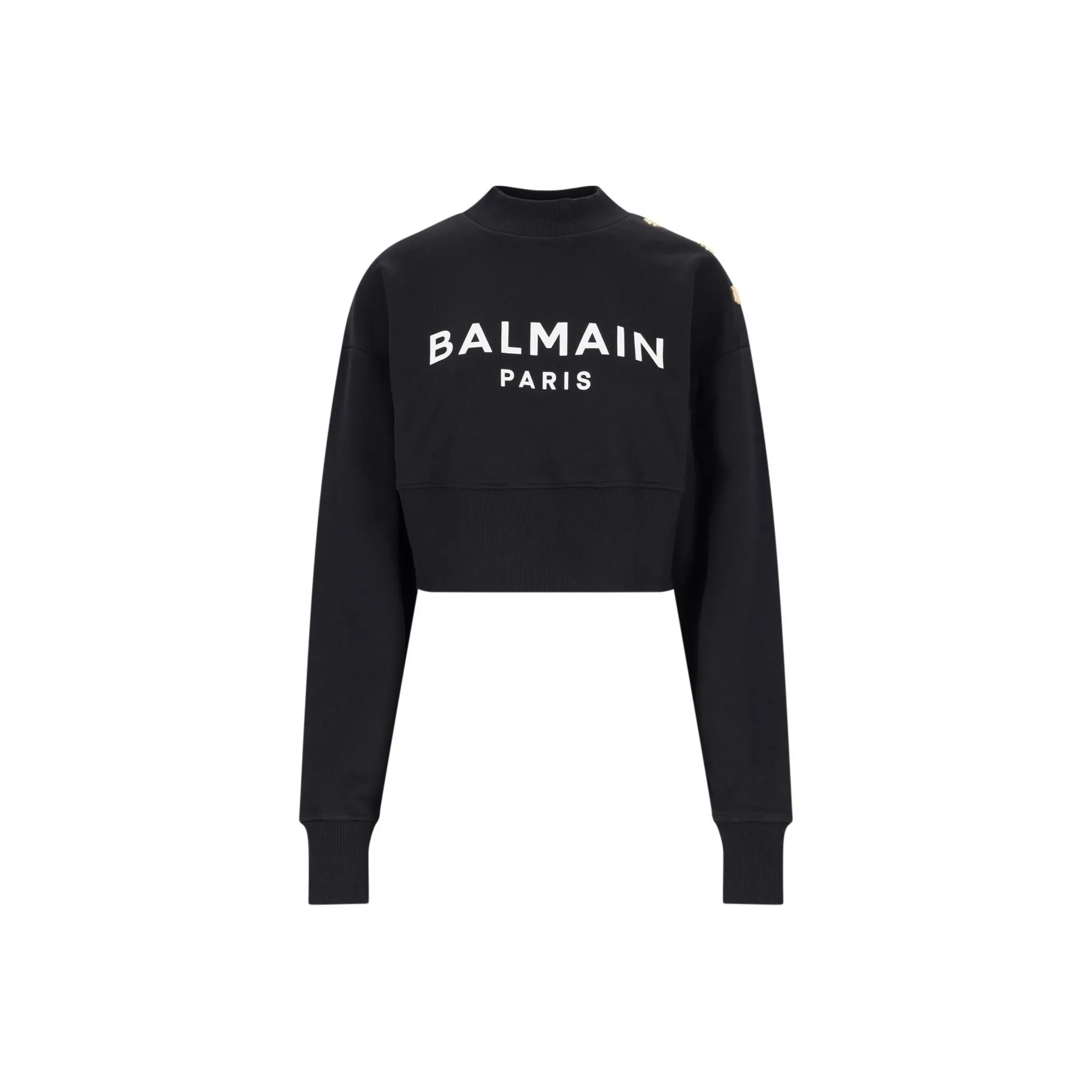 BALMAIN Logo Printed Crewneck Cropped Sweatshirt