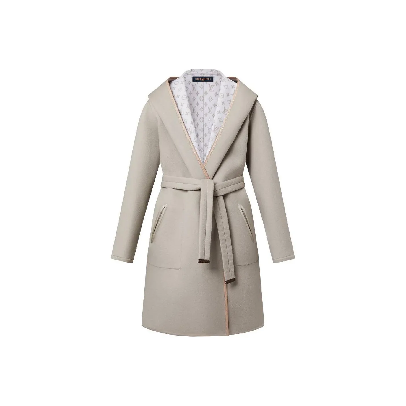 LOUIS VUITTON Reversible Signature Hooded Wrap Coat