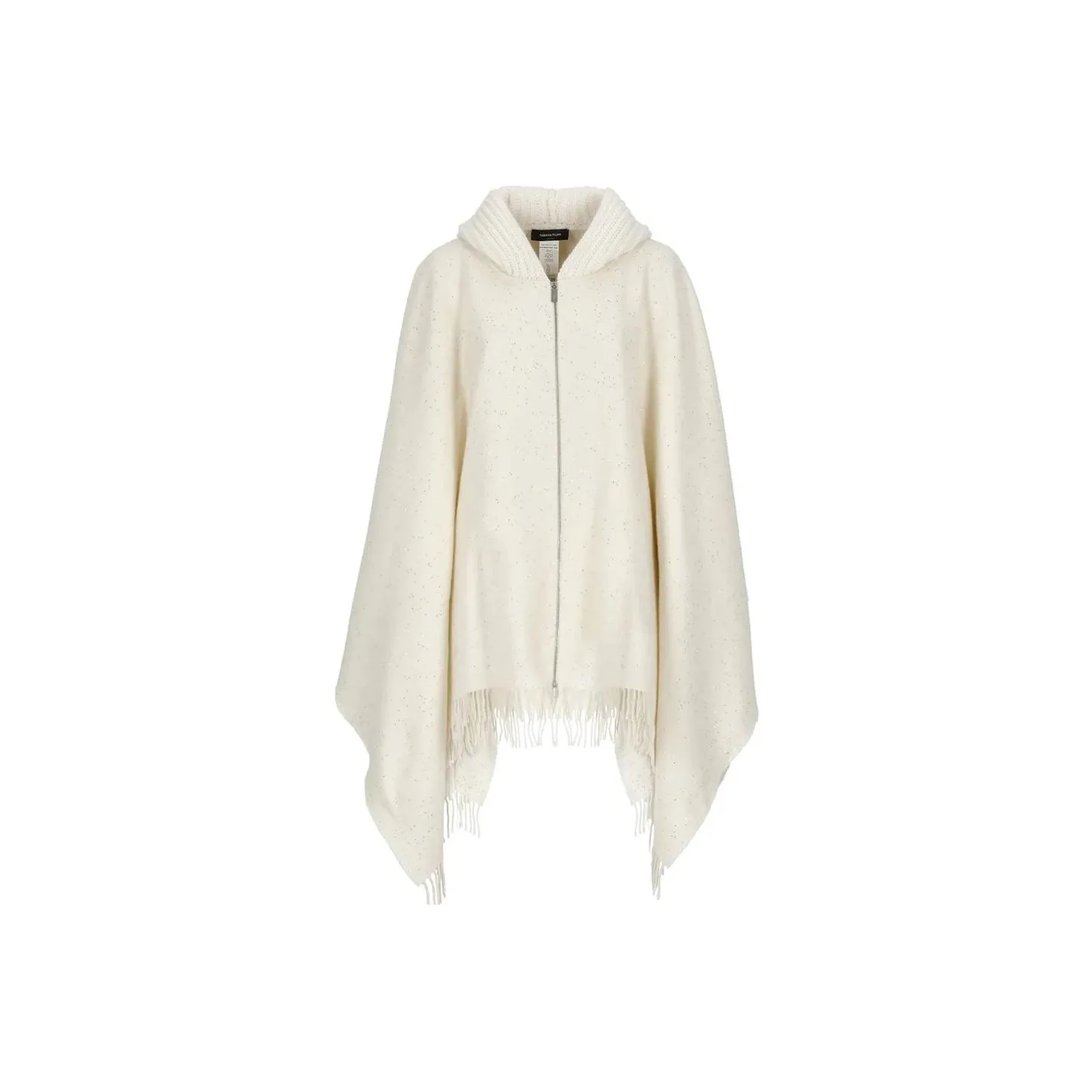 Fabiana Filippi Sequin Embellished Fringed Hooded Cloak