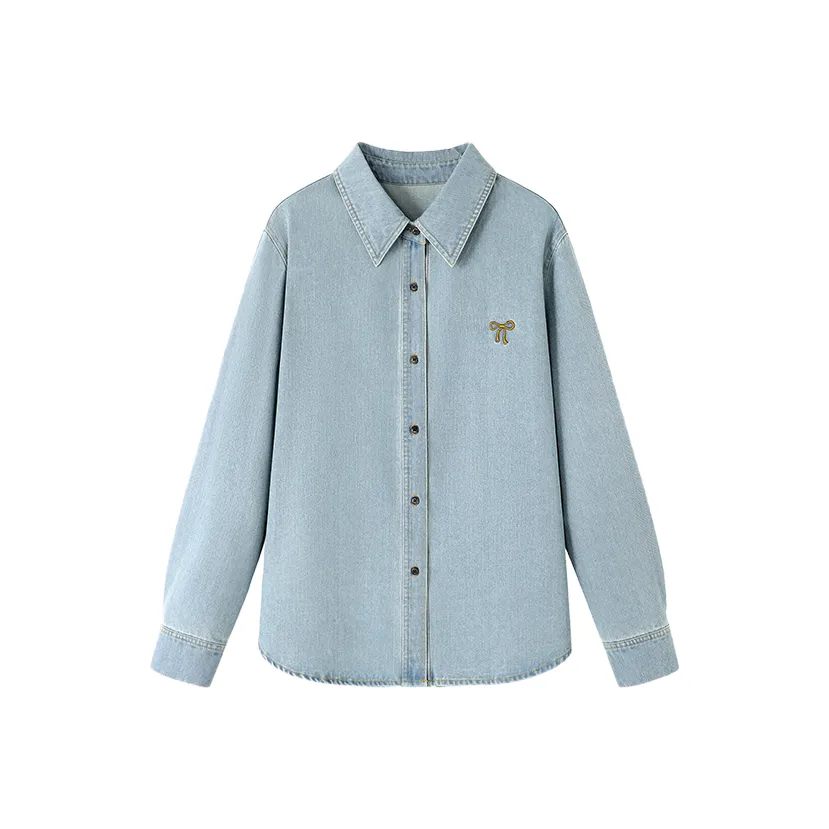 SHIRAN Рубашка Женская Вымытый Винтаж Синий