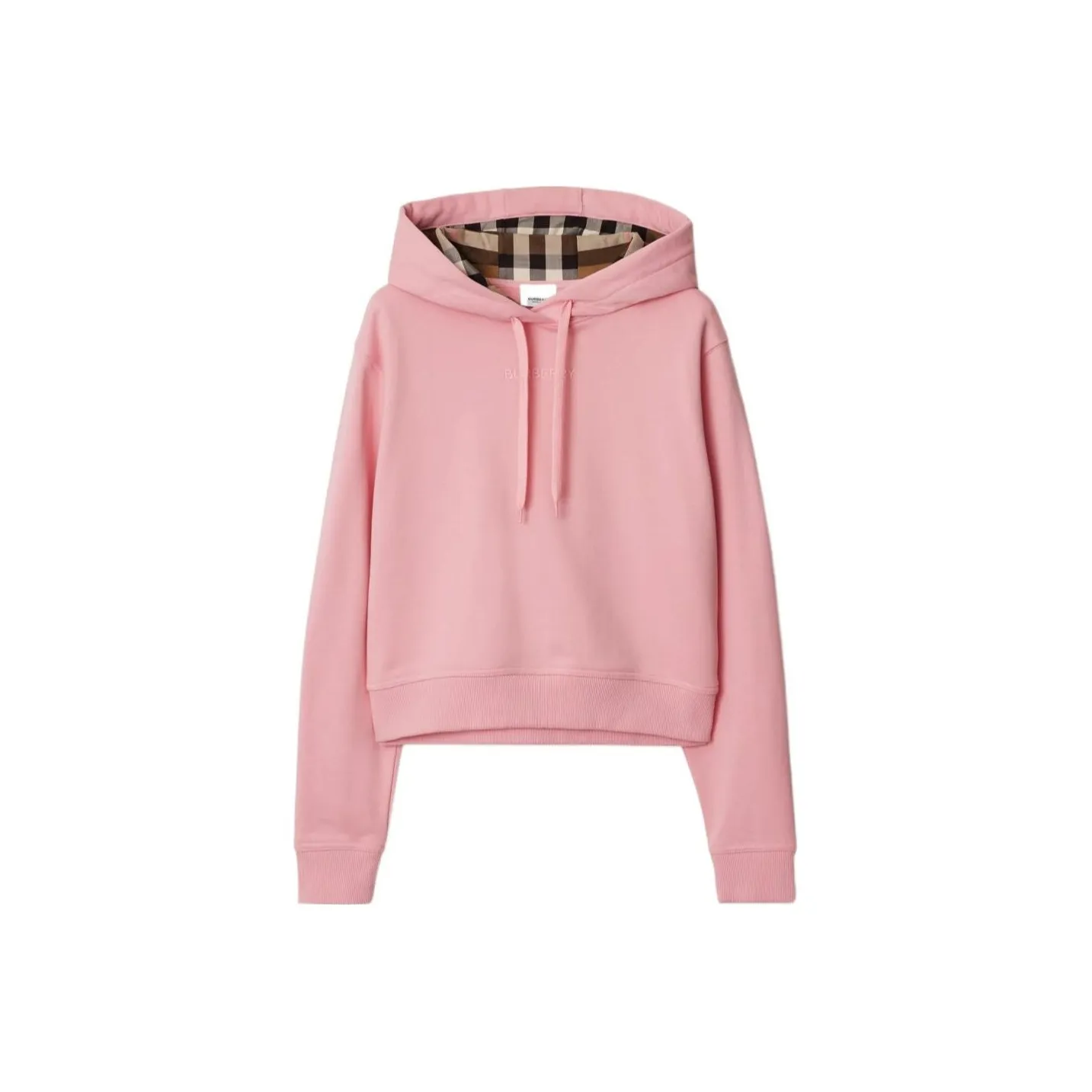 Burberry Cropped Cotton Hoodie Sweatshirt Women's Pink