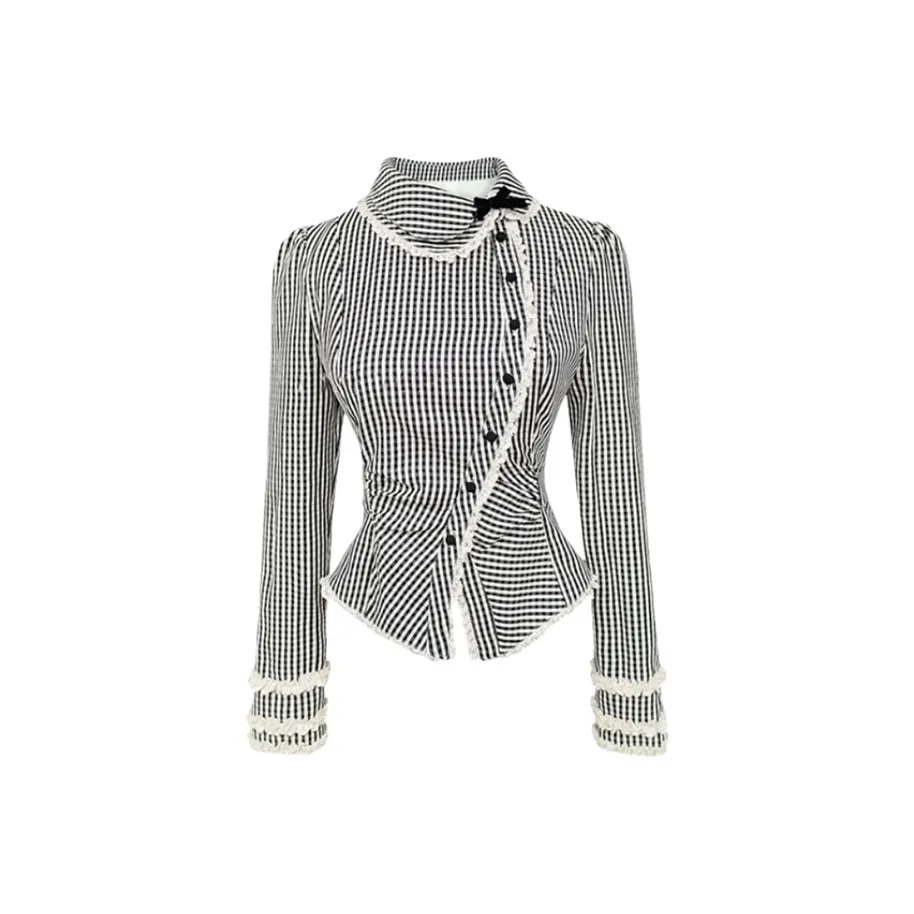 SYEEE WITH U Рубашка Женская Черно-Белая Клетка