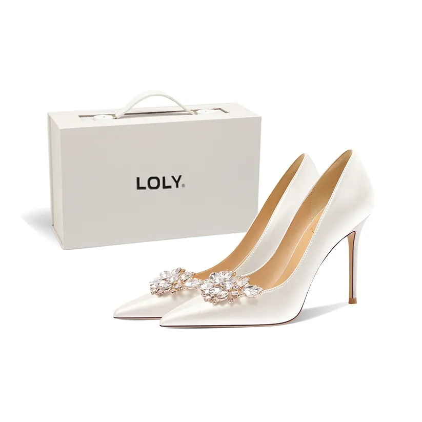 LOLY French Wedding Shoes Slim Heel Fashion Niche Unlined Shoes