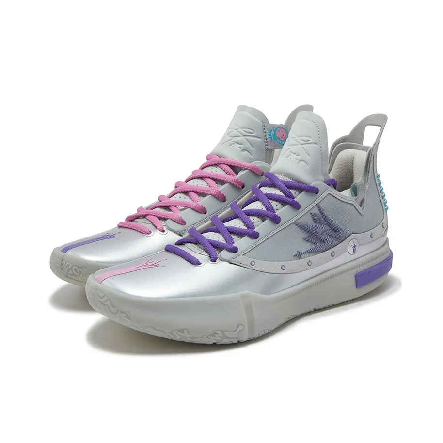 361° Joker 1 GT Амортизаторы Slip-resistant устойчивые к истиранию MID Баскетбольные кроссовки Мужские Розовые Фиолетовые Несовпадающие