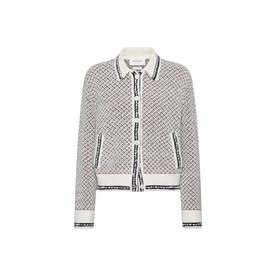 THOM BROWNE Spread collar Tweed Bomber Jacket