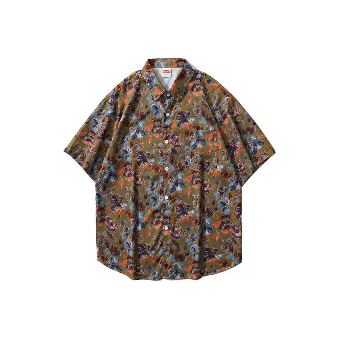 BEAR UNION Короткий рукав цветочный рубашка унисекс кофе