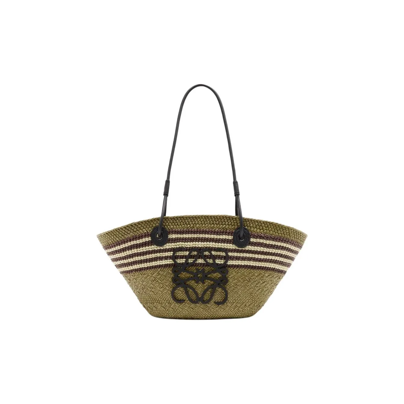 LOEWE Anagram Basket Palm Leaf Shoulder Bag Trumpets Women's Dark Khaki