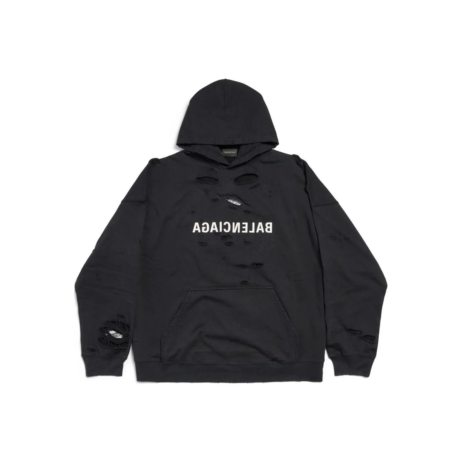 Balenciaga Wide Fit Hoodie 'Faded Black/White'