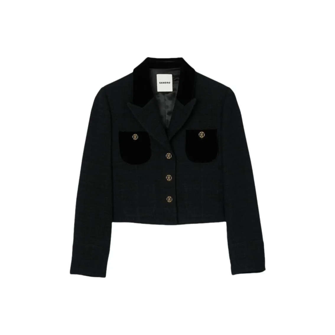 Sandro Velvet Tweed Cropped Jacket