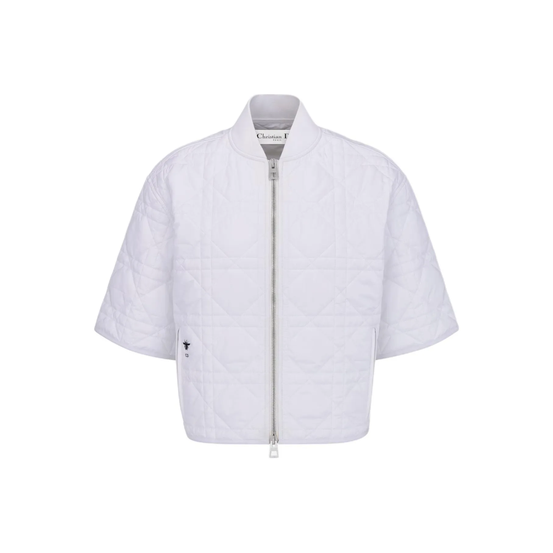 DIOR Large Cannage Pattern Short Sleeved Navy Coat Jackets & Coats Women's White