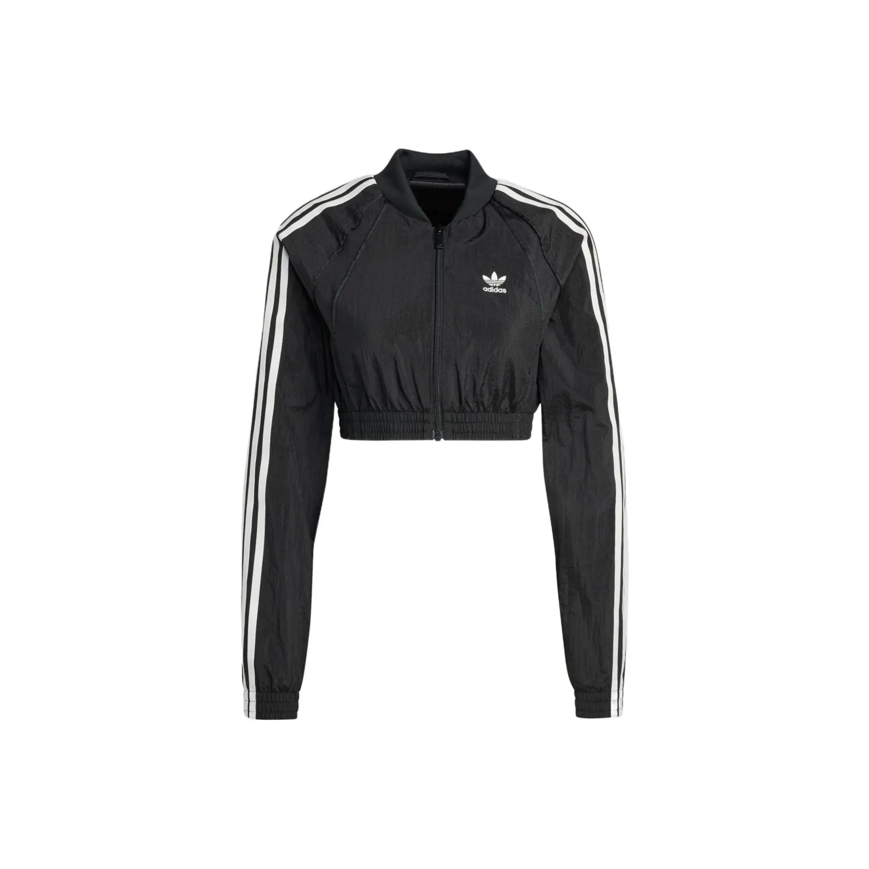 Adidas Originals Slim Fit Cropped Sports Top Jackets Coats Women
s Black