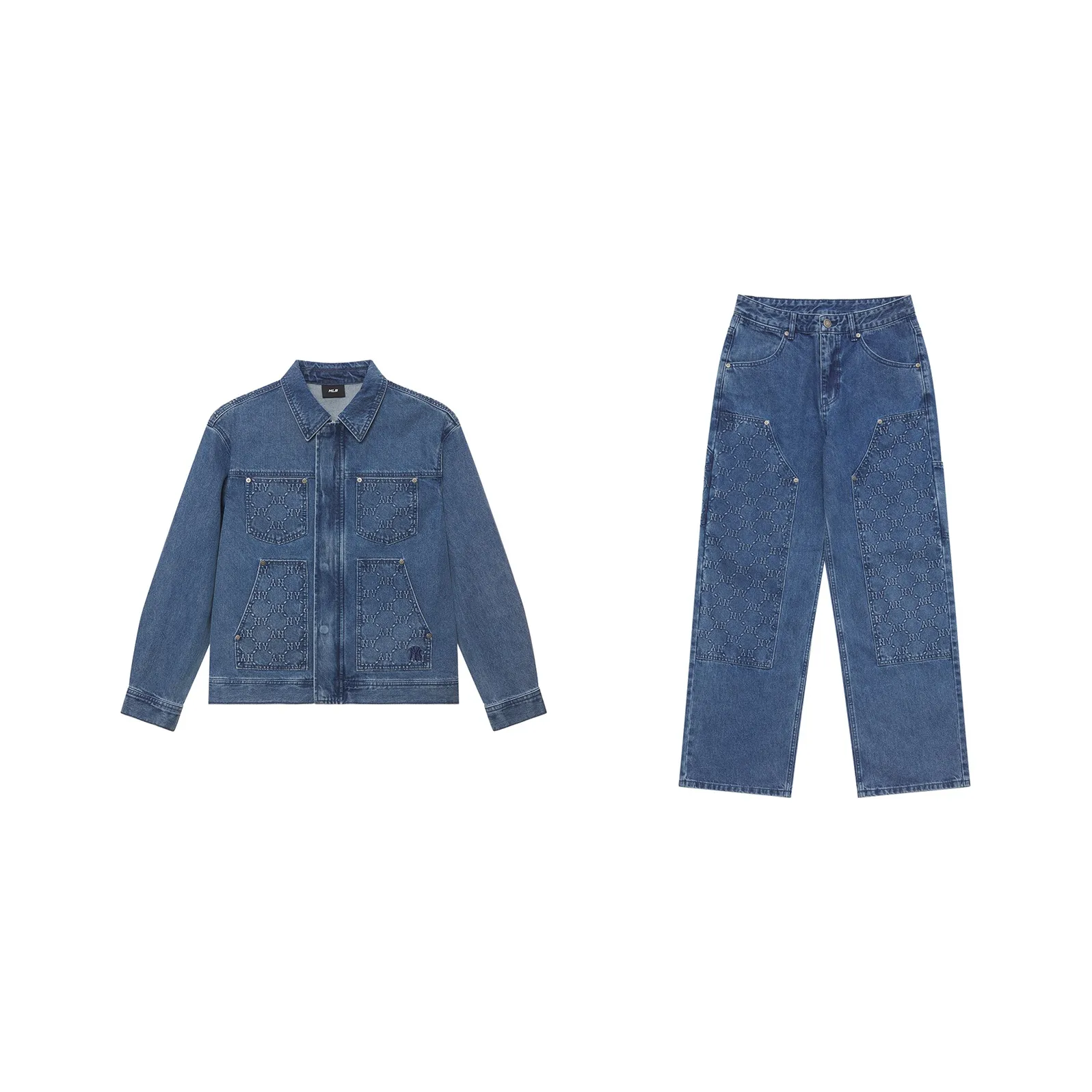 MLB MONOGRAM Коллекция New York Yankees SS25 Повседневная Спортивная Одежда Унисекс Стандарт Деним