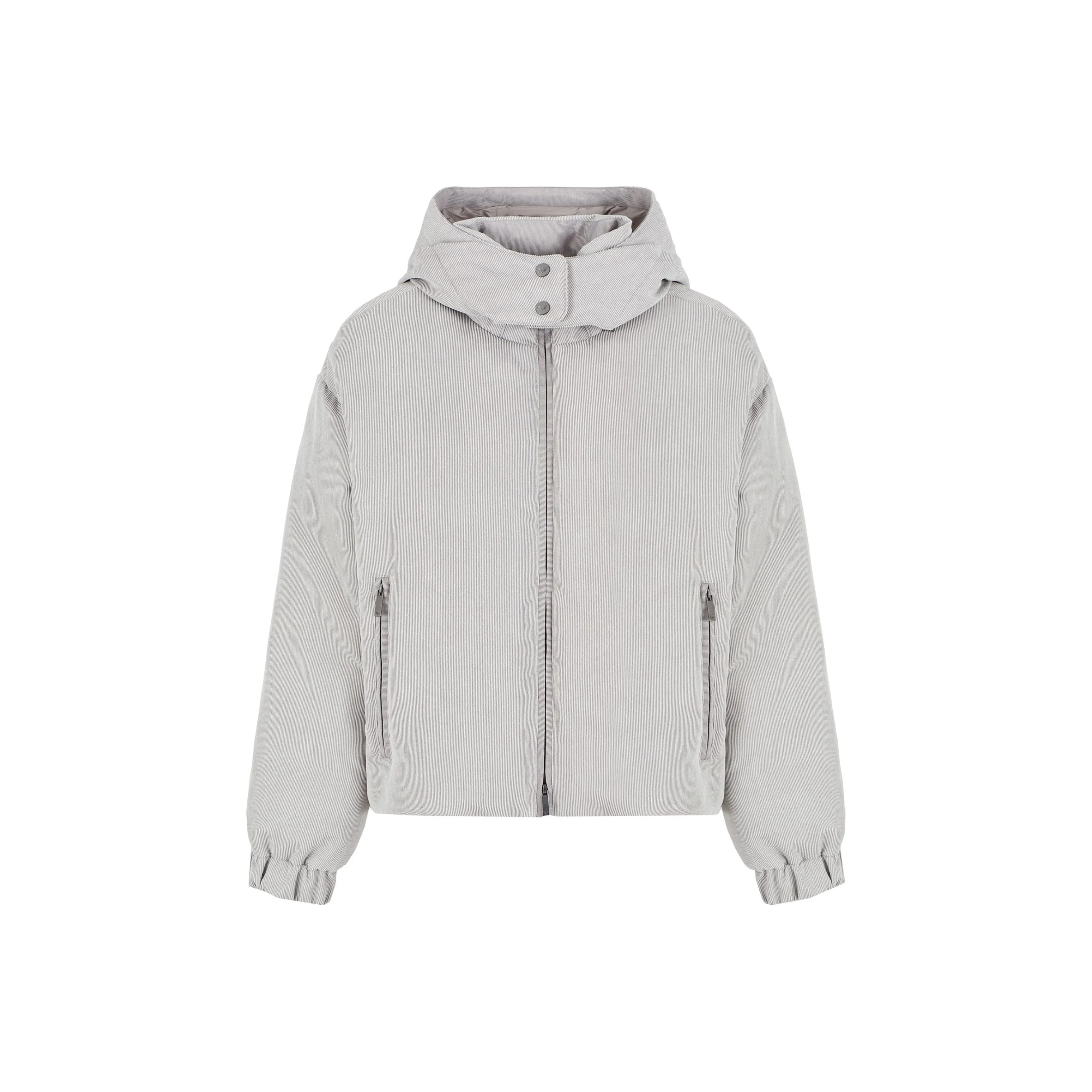 EMPORIO ARMANI Asv Water repellent Corduroy Down Jacket With Hood And Recycled Down