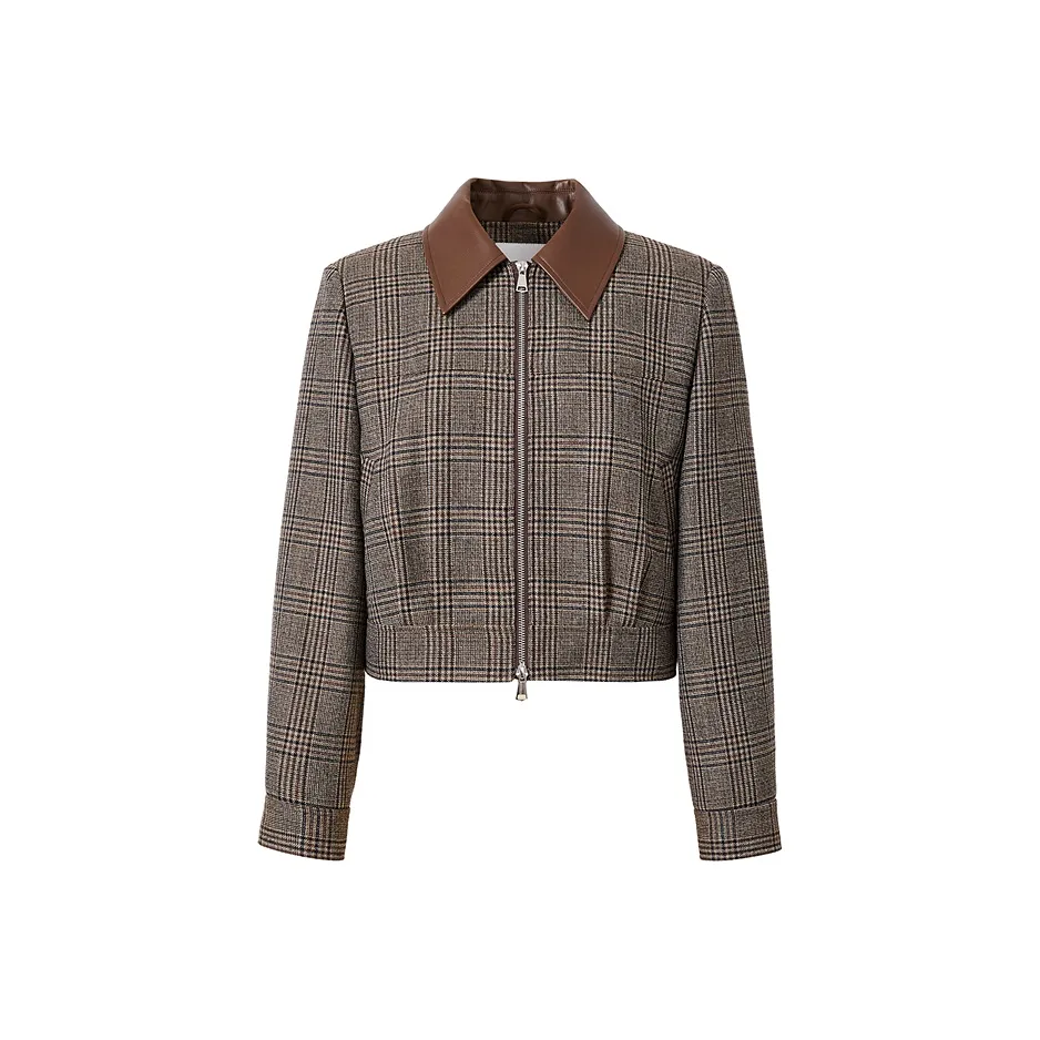 Hopeshow Куртки и Пальто Женские Кофейная Клетка