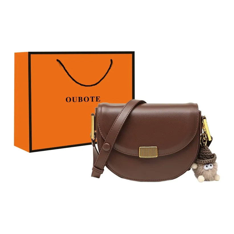 OUBOTE Натуральная кожа седло сумка обычный женский кофе