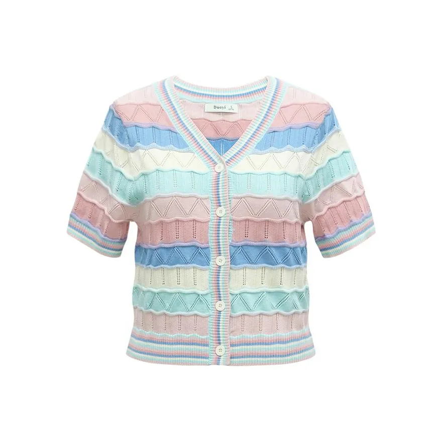 Duoyi Knitwear Women's Rainbow Stripe