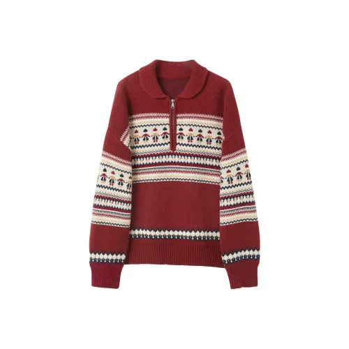 3COLOUR Новогодний Вишнево-красный Женские Трикотаж