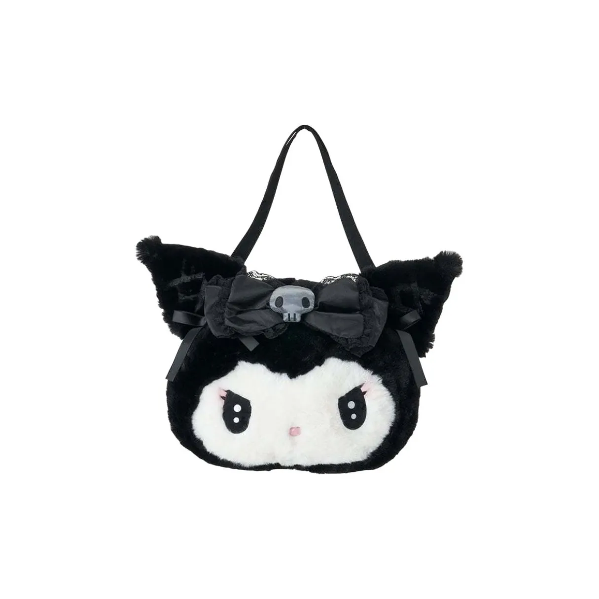 Sanrio Kuromi Collaboration Плюшевый Тоут Сумка Сумка для покупок Сумка на плечо Женская Черная и Белая
