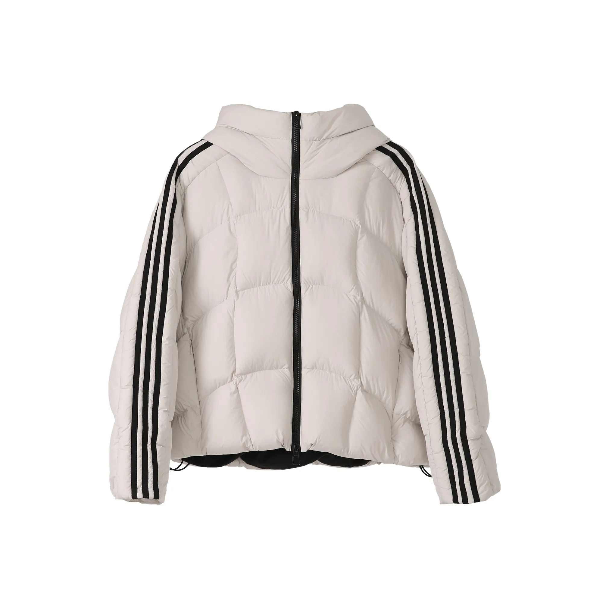 Fstudio С капюшоном Длинный рукав Однотонный пуховик Женский Бежевый