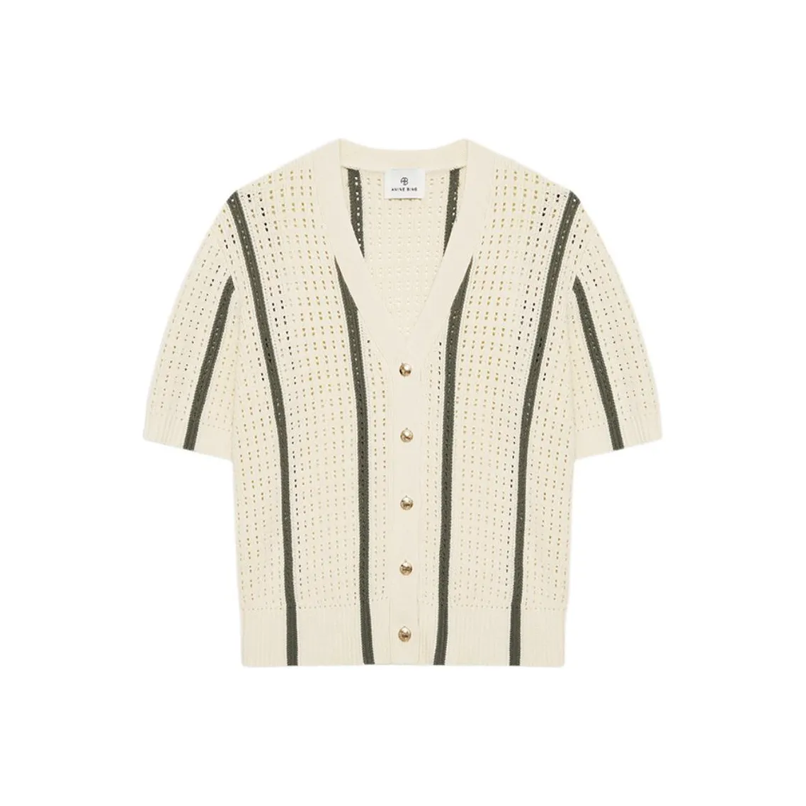Anine Bing Striped Open-knit Shirt