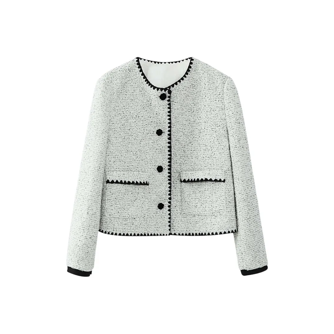 XIMENG CHANEL Inspired Короткий Пальто Женское Цветочное Серое