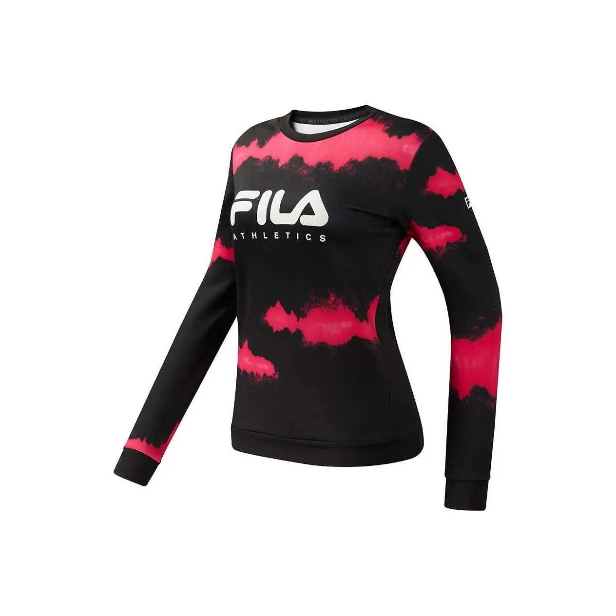 FILA Толстовка Женская Темно-черная с Розово-красным Принт