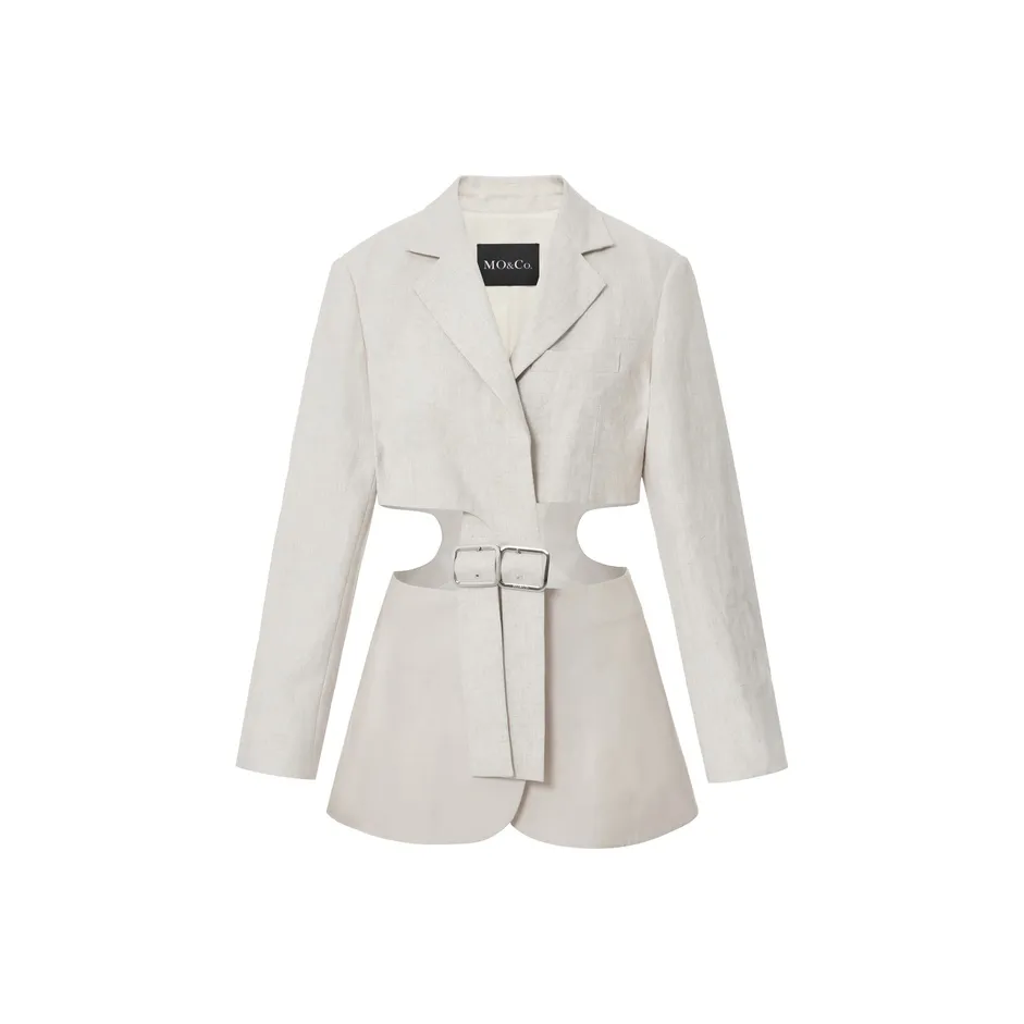 MO&CO Льняная ткань Женские офисные костюмы