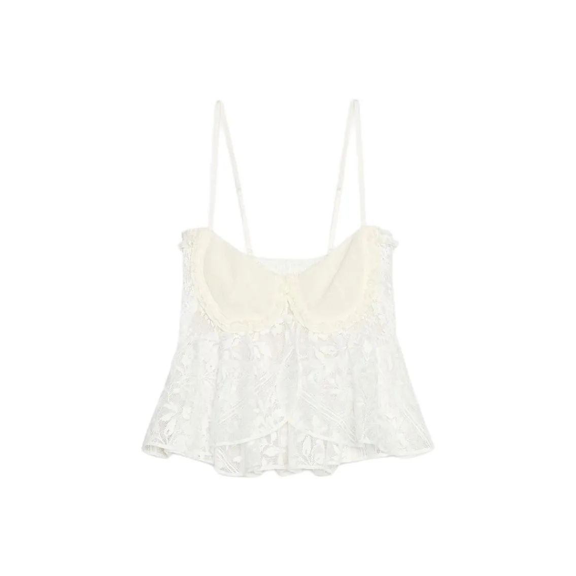 ZARA Топ на бретелях Женский Натуральный Белый