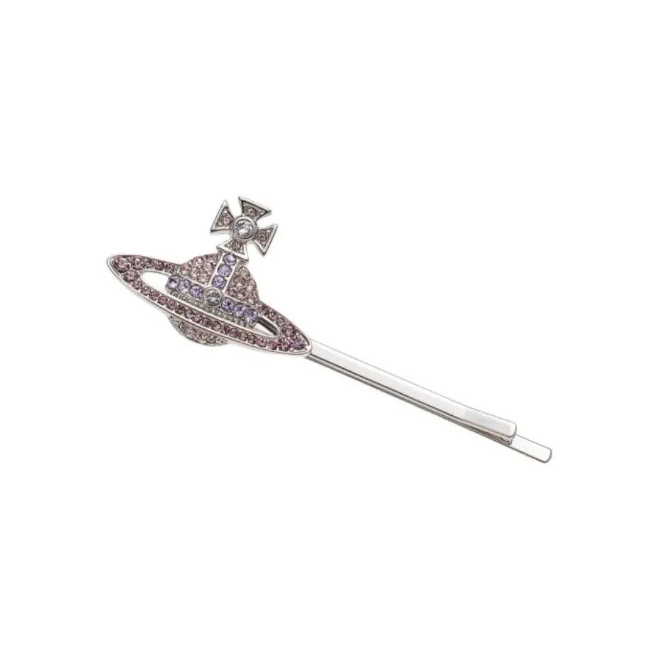 Vivienne Westwood Brass, Gemstone, Platinum Hair Clips Women's Silver
