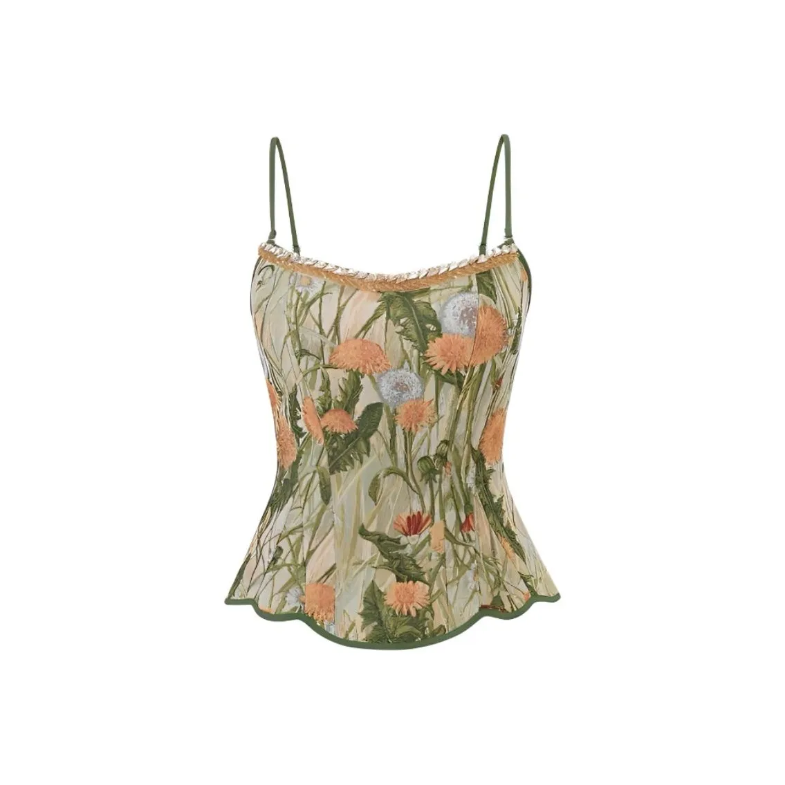 VKXOW Топ на бретелях Женские Масло Картины Зеленый