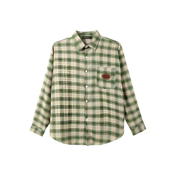 XIAOJUCHUANLI Рубашка Женская Клетка Зеленая