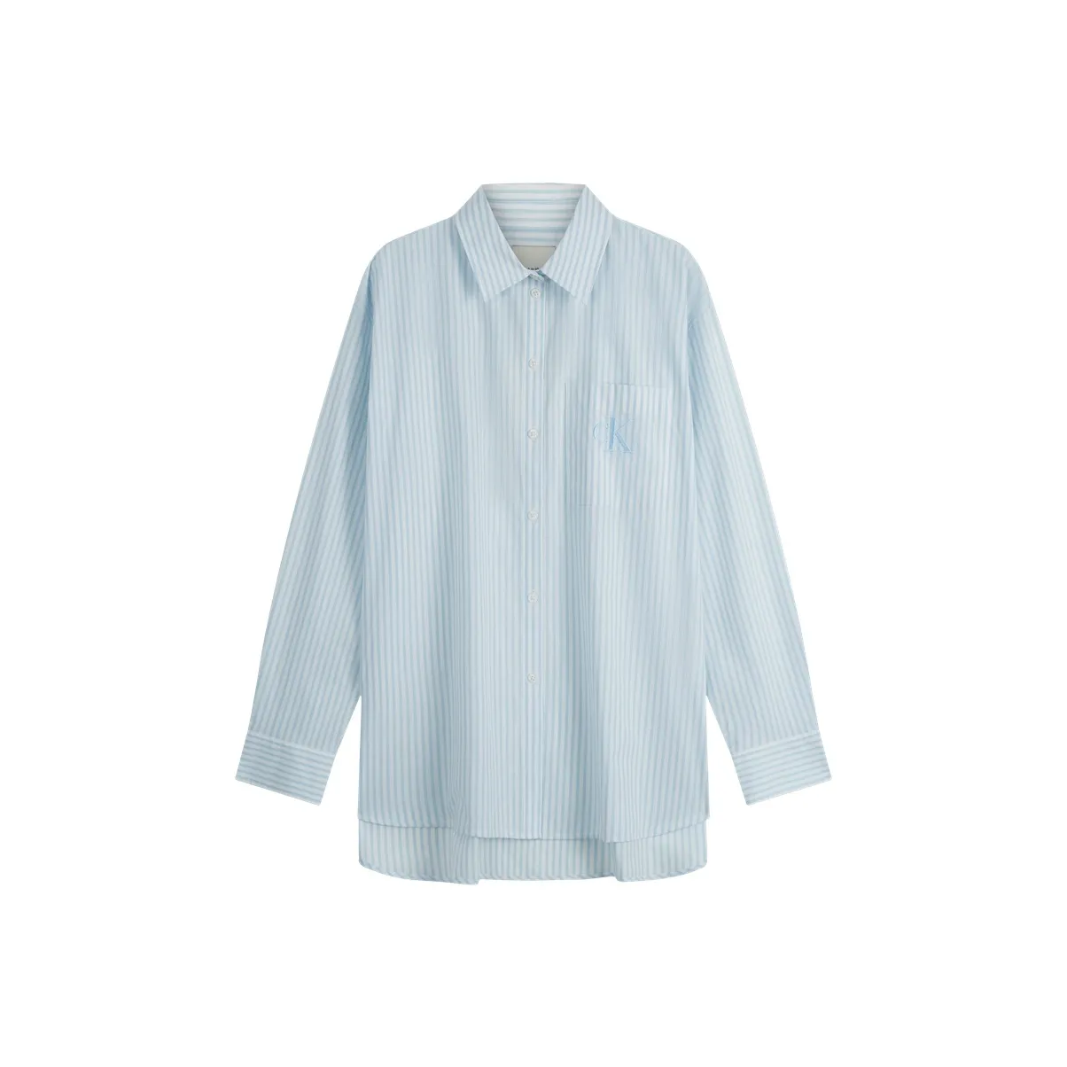 Calvin Klein 0SA Light Blue Stripes Women's Shirts Кальвин Кляйн 0SA Светло-Синий Полосатый Женский Рубашка