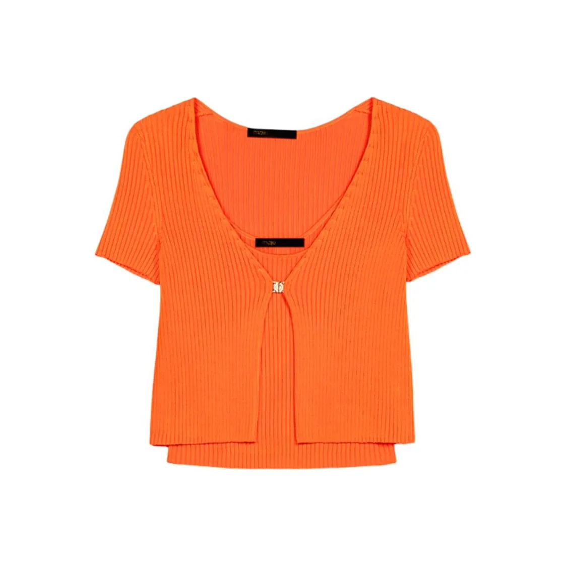 Maje Layered Ribbed Crop Top