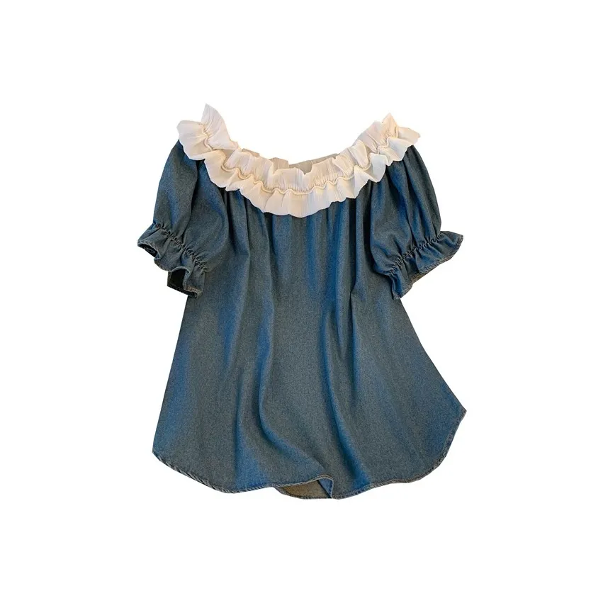 ARIADNAW STUDIO Рубашка Женская Джинсовая Синяя