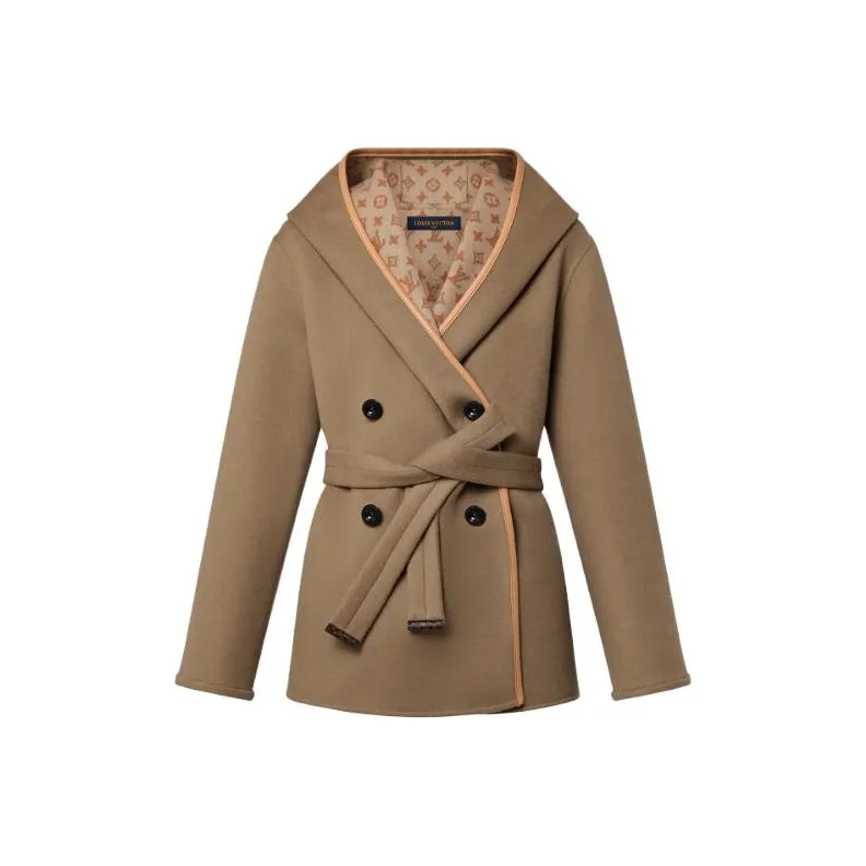 Lv 3D Monogram Double Breasted Wrap Coat