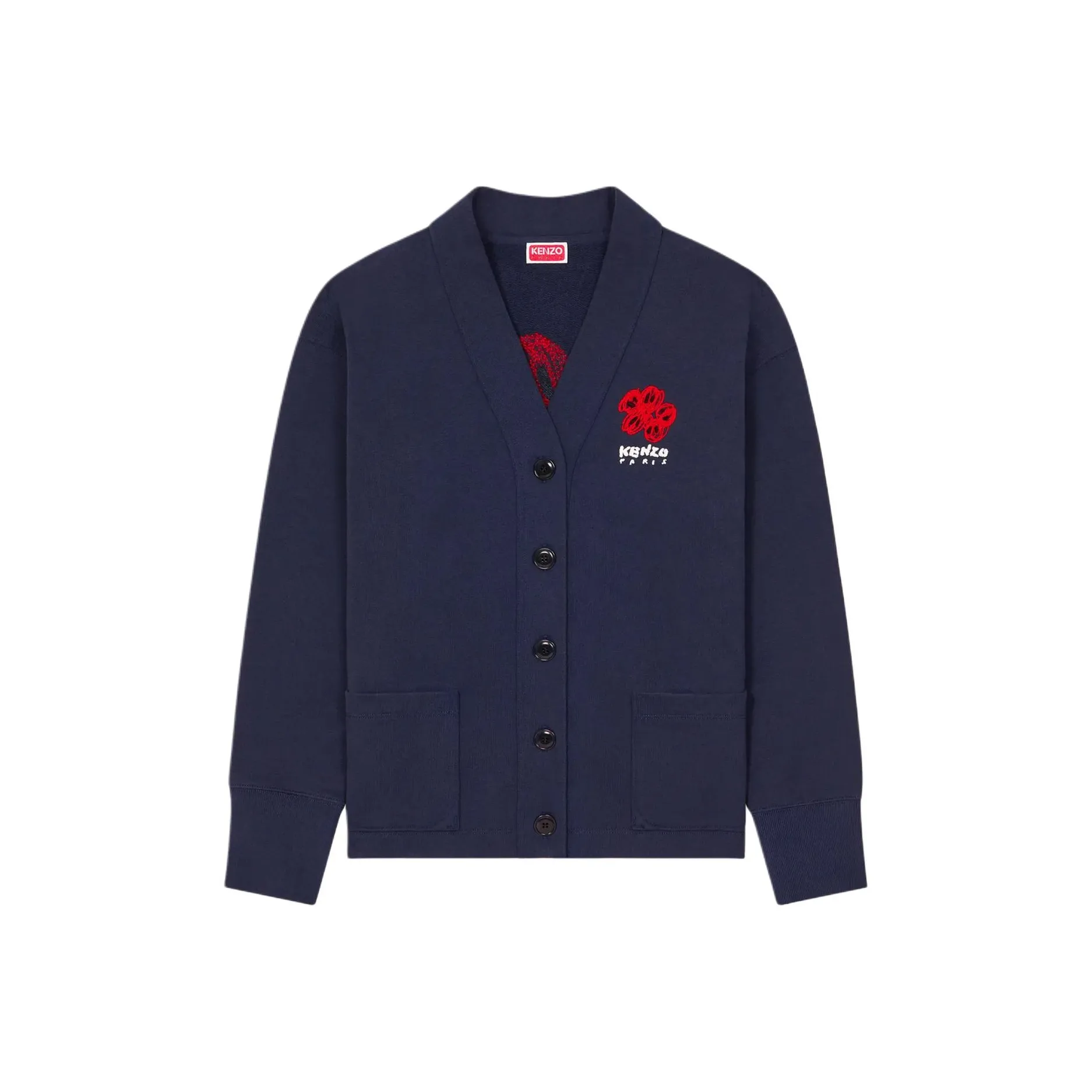 KENZO Drawn VARSITY' Вышитый кардиган из трикотажа женский темно-синий