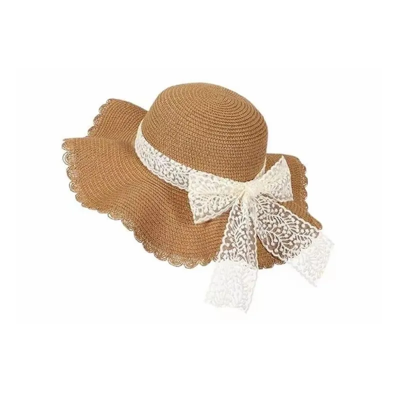 JKEM Соломенная плетеная шляпа с защитой от солнца женская бежевая хаки розовая